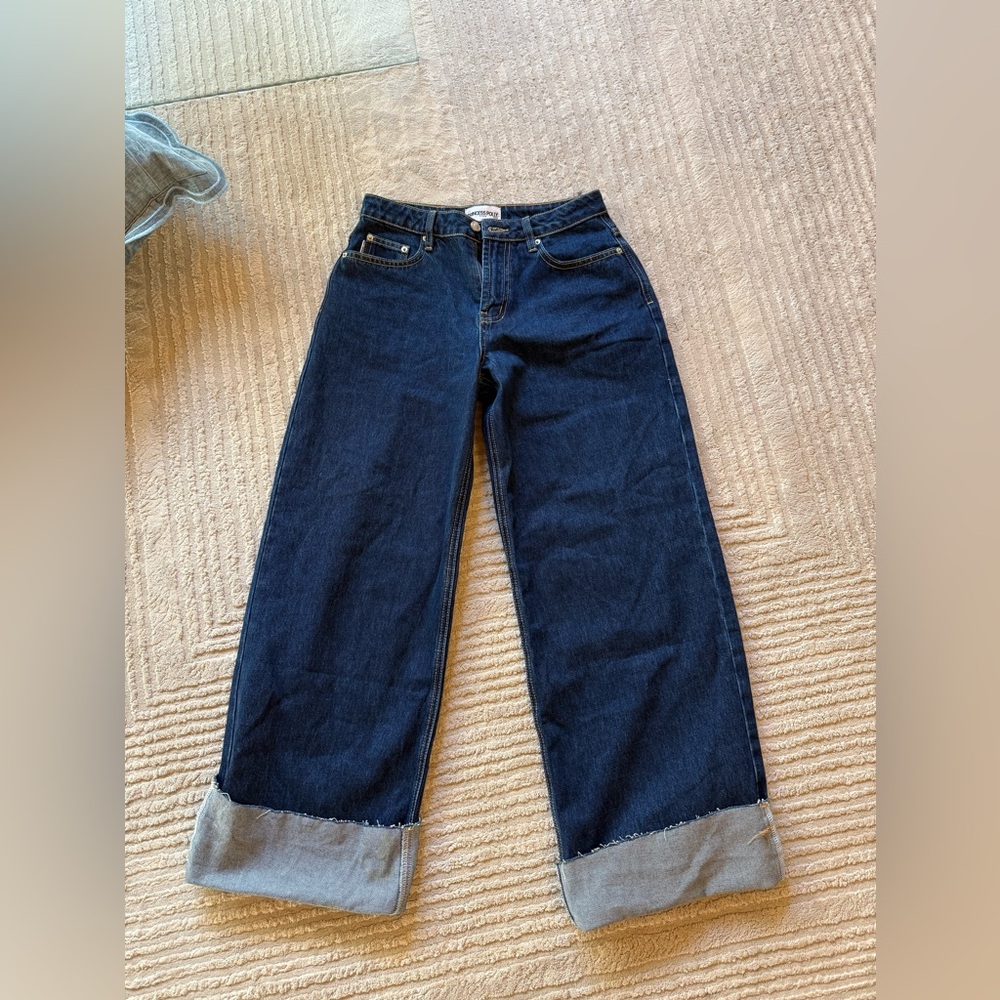 Princess Polly Dark Blue Wide Leg Jeans